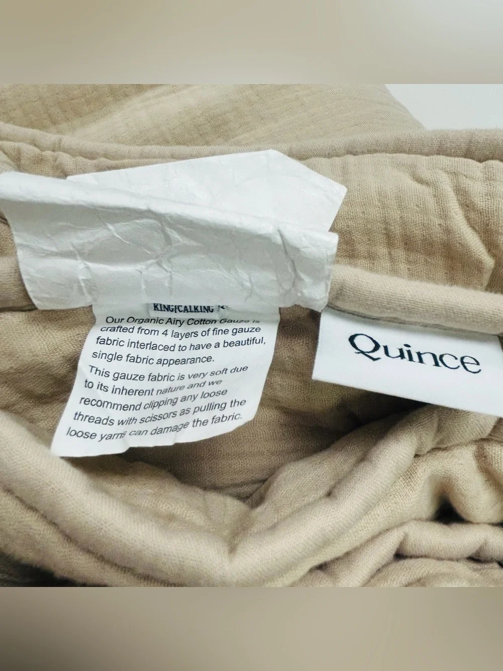 NWOT QUINCE Organic Airy Gauze Dream Quilt King/King Cal Dune 8376